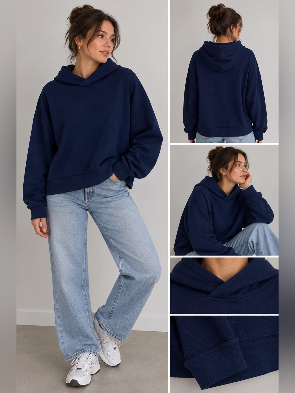 Fabletics Navy Cross-Over Hooded Sweatshirt